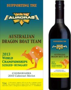 Dragon Boat Team Fundraiser wine label & bottle