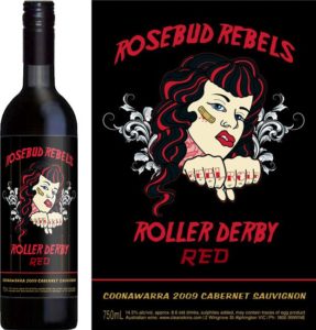 Roller Derby Fundraiser wine label & bottle